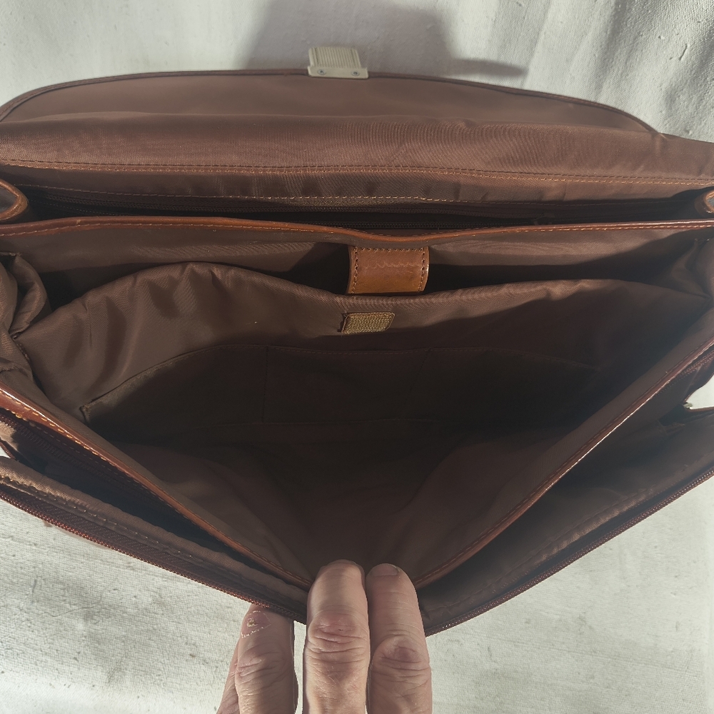 Leather Brown Briefcase / Messenger Bag Vintage 20" X 13" X 10" Tannery West - Picture 6 of 12